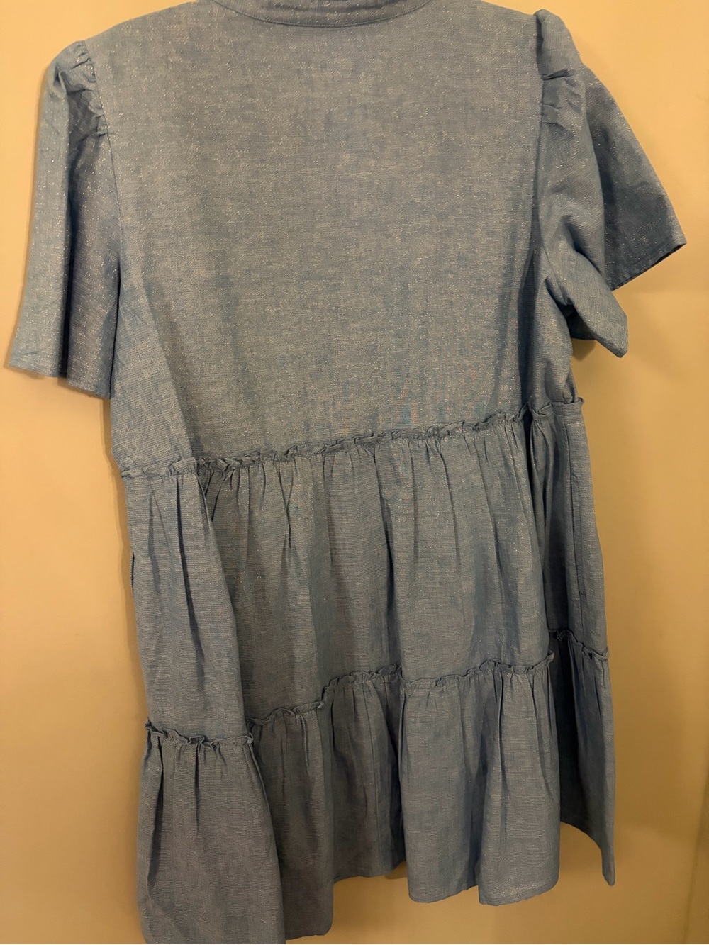 Light Blue with gold sparkle Tiered Dress - Picture 2 of 4